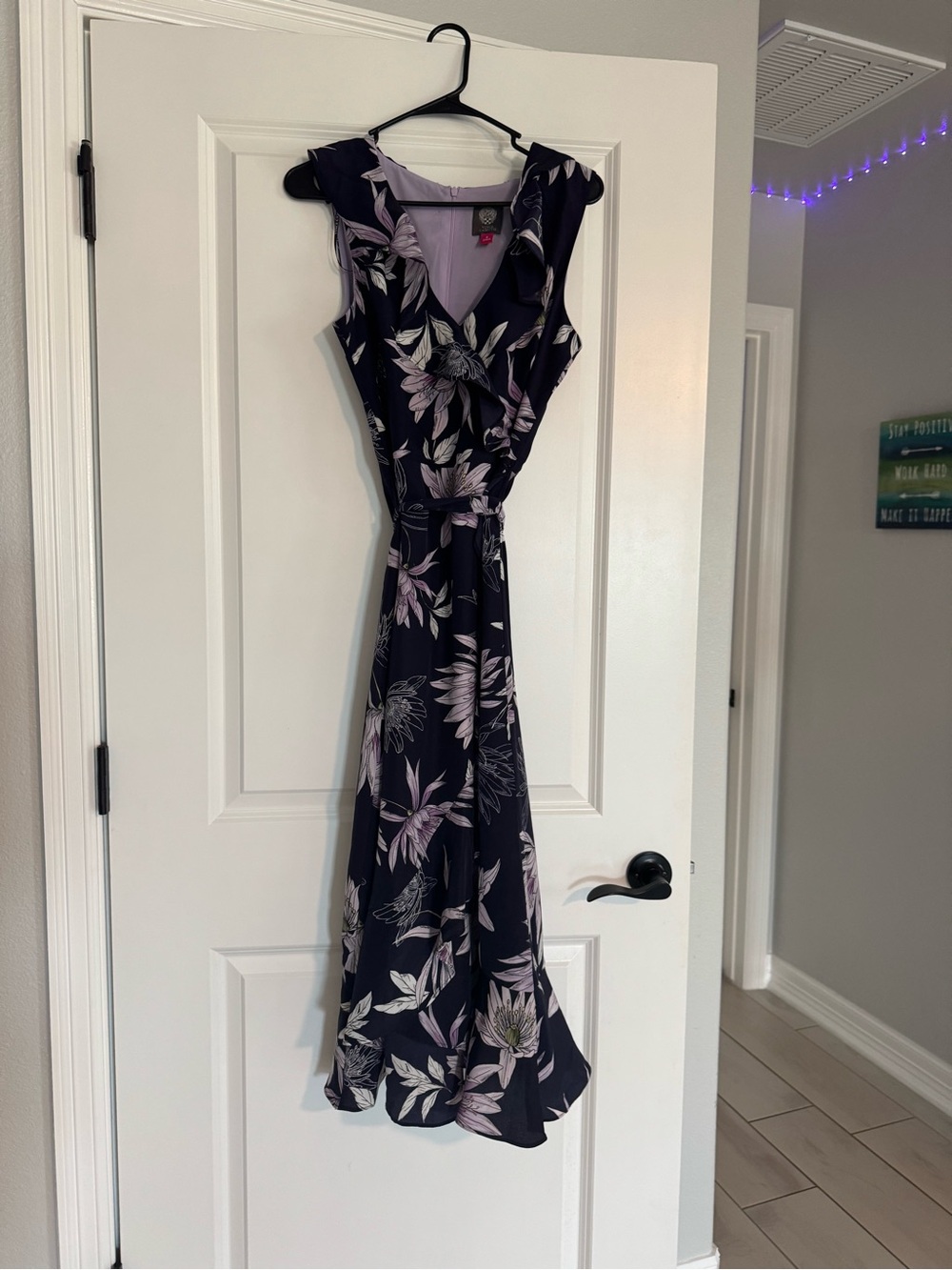 Vince Camuto Navy Maxi Dress with Lilac Floral Print